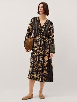 Monsoon Rosaleigh Floral Midi Dress containing LENZING™ ECOVERO™ Viscose, Black, Black