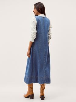 Monsoon Tessa Denim Midi Dress, Mid Authentic Blue - view 2, Mid Authentic Blue