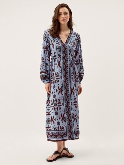 Monsoon Thalia Floral Midi Dress containing LENZING™ ECOVERO™ Viscose, Blue, Blue