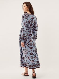 Monsoon Thalia Floral Midi Dress containing LENZING™ ECOVERO™ Viscose, Blue - view 2, Blue