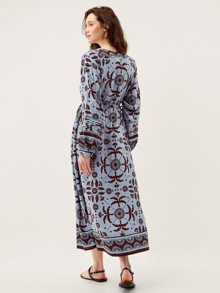Monsoon Thalia Floral Midi Dress containing LENZING™ ECOVERO™ Viscose, Blue - view 2, Blue