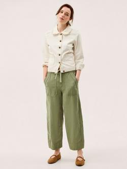 Monsoon Megan Cropped Barrel Trousers, Khaki, Khaki