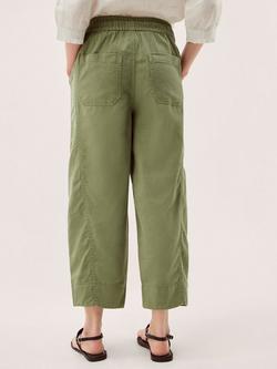Monsoon Megan Cropped Barrel Trousers, Khaki - view 2, Khaki