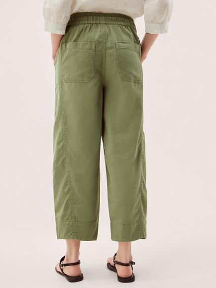 Monsoon Megan Cropped Barrel Trousers, Khaki - view 2, Khaki