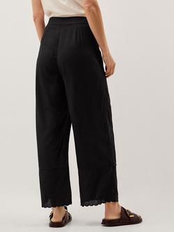 Monsoon Cindy Relaxed Scallop Trim Trousers, Black - view 2, Black