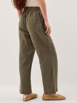 Monsoon Lucy Straight Pure Linen Trousers - view 2, Khaki