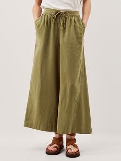 Monsoon Maisie Linen Rich Wide Leg Cropped Trousers containing LENZING™ ECOVERO™ Viscose, Khaki