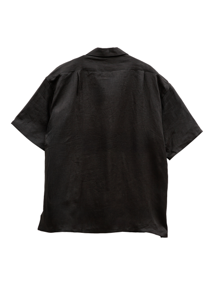 Nigel Cabourn Linen Regular Fit Open Collar Shirt - view 2, Charcoal Grey