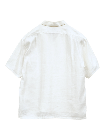 Nigel Cabourn Linen Regular Fit Open Collar Shirt - view 2, Off White