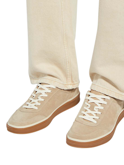 Dune London Tony Wide Fit Suede Trainers, Beige - view 2, Beige