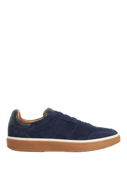 Dune London Tony Wide Fit Suede Trainers, Navy, Navy