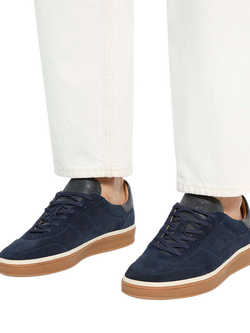Dune London Tony Wide Fit Suede Trainers, Navy - view 2, Navy