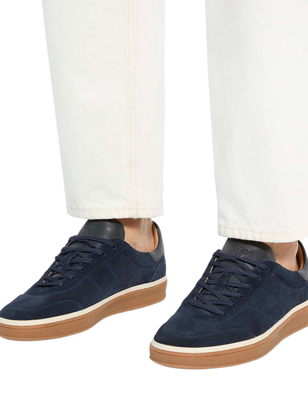 Dune London Tony Wide Fit Suede Trainers - view 2, Navy