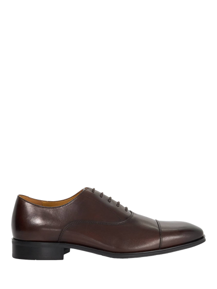 Dune London Solver Wide Fit Leather Oxford Shoes, Brown