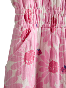JoJo Maman Bébé Kids' Strappy Seersucker Jumpsuit, Bright Pink - view 2, Bright Pink