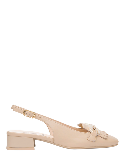 NeroGiardini Genk Leather Slingback Loafers, Cream