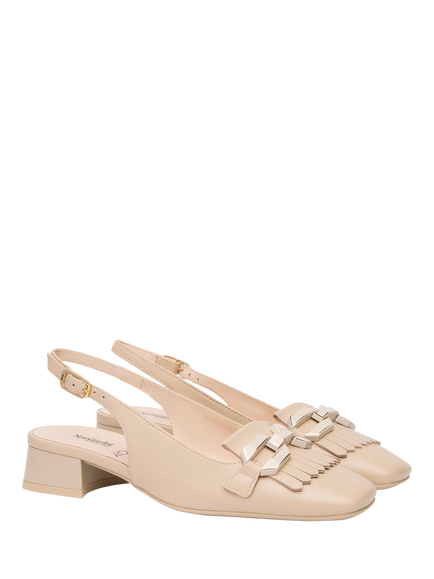 NeroGiardini Genk Leather Slingback Loafers - view 2, Cream