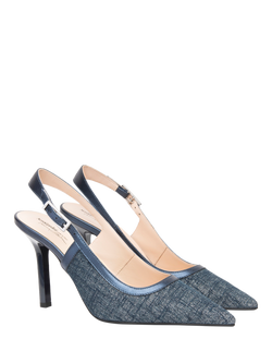 NeroGiardini Sia Stiletto Heel Slingback Court Shoes - view 2, Denim Blue