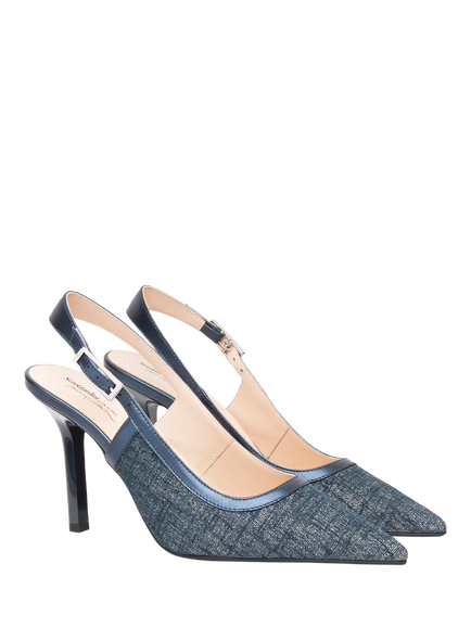 NeroGiardini Sia Stiletto Heel Slingback Court Shoes - view 2, Denim Blue