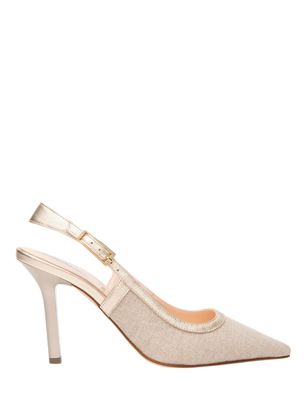 NeroGiardini Sia Stiletto Heel Slingback Court Shoes, Gold