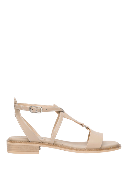NeroGiardini Bevagna Leather Strappy Sandals, Cream
