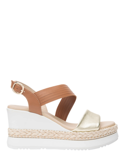 NeroGiardini Bagheria Leather Wedge Heel Sandals, Brown