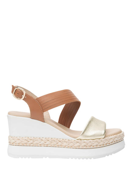 NeroGiardini Bagheria Leather Wedge Heel Sandals, Brown