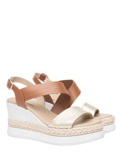 NeroGiardini Bagheria Leather Wedge Heel Sandals - view 2, Brown