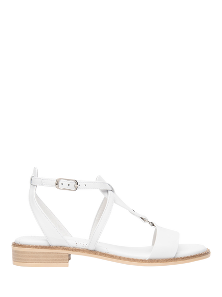 NeroGiardini Bevagna Leather Strappy Sandals, White