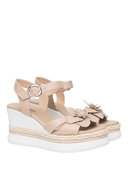 NeroGiardini Bressanone Wedge Heel Sandals - view 2, Cream