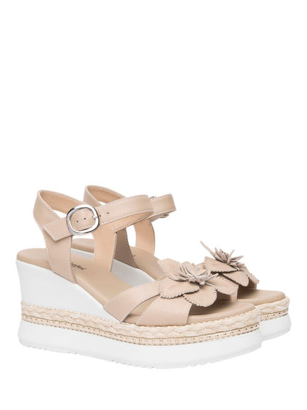 NeroGiardini Bressanone Wedge Heel Sandals - view 2, Cream