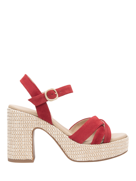 NeroGiardini Cassola Suede Wedge Heel Sandals, Red