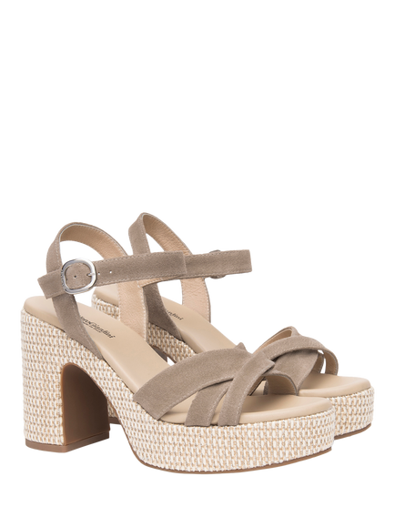 NeroGiardini Cassola Suede Wedge Heel Sandals - view 2, Taupe