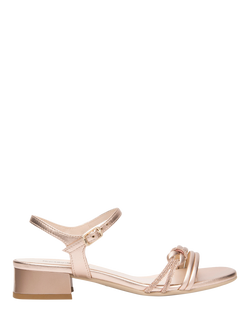 NeroGiardini Fabbro Leather Embellished Strappy Sandals, Rose Gold
