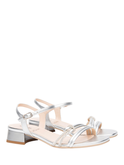 NeroGiardini Fabbro Leather Embellished Strappy Sandals - view 2, Silver