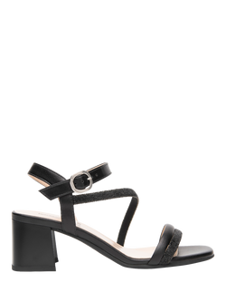 NeroGiardini Fen Leather Embellished Block Heel Sandals, Black