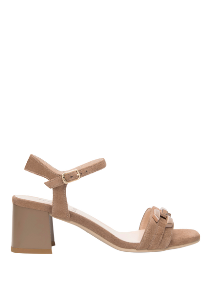 NeroGiardini Follonica Suede Block Heel Sandals, Brown, Brown