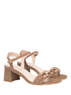NeroGiardini Follonica Suede Block Heel Sandals, Brown - view 2, Brown