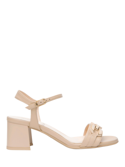 NeroGiardini Follonica Leather Block Heel Sandals, Cream, Cream