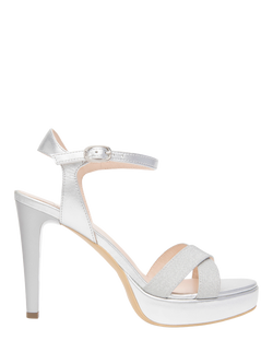 NeroGiardini Lauria Stiletto Heel Platform Sandals, Silver