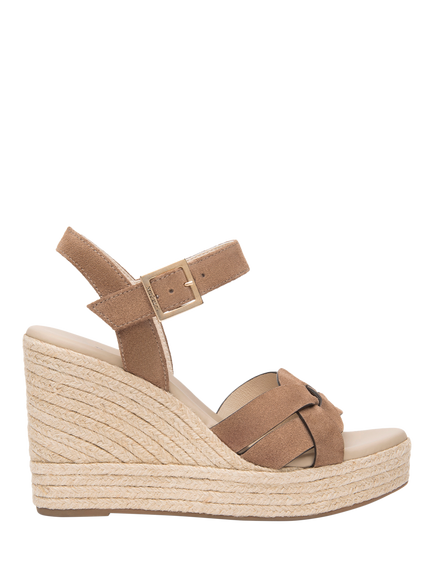 NeroGiardini Linde Suede Wedge Heel Espadrille Sandals, Brown, Brown