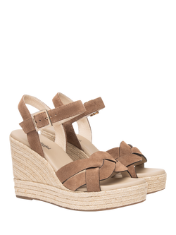 NeroGiardini Linde Suede Wedge Heel Espadrille Sandals, Brown - view 2, Brown