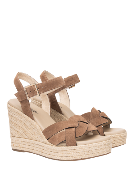 NeroGiardini Linde Suede Wedge Heel Espadrille Sandals, Brown - view 2, Brown