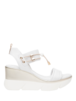 NeroGiardini Norma Wedge Heel Sandals, White, White