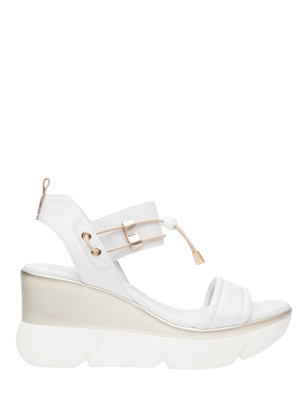 NeroGiardini Norma Wedge Heel Sandals, White, White