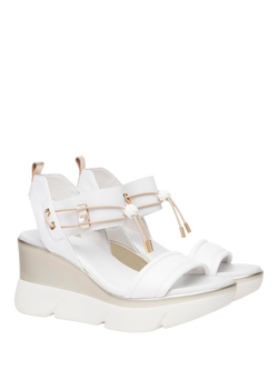 NeroGiardini Norma Wedge Heel Sandals, White - view 2, White