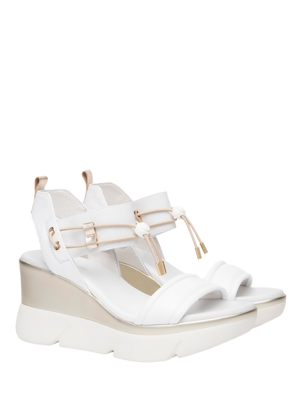 NeroGiardini Norma Wedge Heel Sandals, White - view 2, White