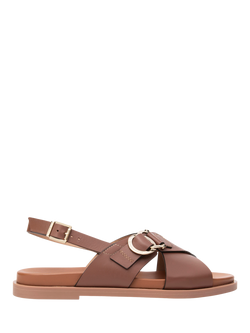 NeroGiardini Terralba Leather Cross Over Strappy Sandals, Brown