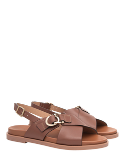 NeroGiardini Terralba Leather Cross Over Strappy Sandals - view 2, Brown