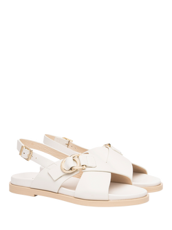 NeroGiardini Terralba Leather Cross Over Strappy Sandals - view 2, Cream